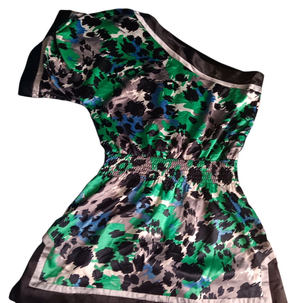 Y2k Grass Collecrion One-Shoulder Animal Print Blouse